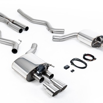 Ford Mustang 5.0 V8 GT (Fastback) - Valved Cat-Back Exhaust System with Quad Polished GT-90 Trims - Polished