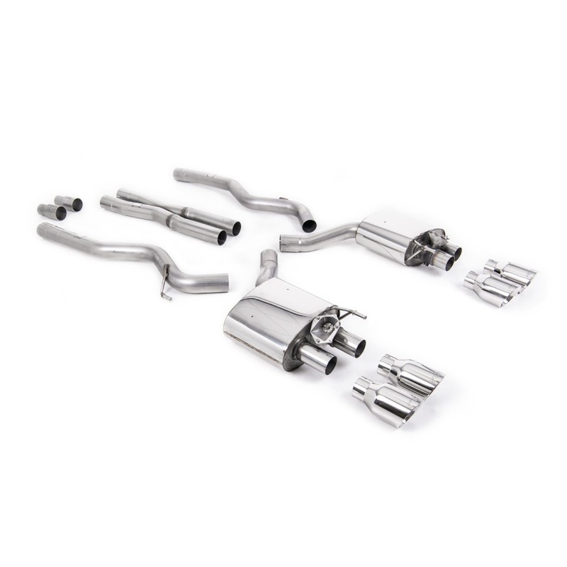 Ford Mustang 5.0 V8 GT (Fastback - Facelift) - Cat-Back Exhaust System with Polished GT-100 Trims - Polished