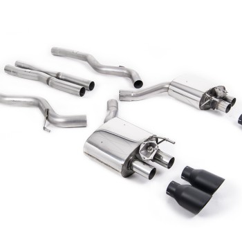 Ford Mustang 5.0 V8 GT (Fastback - Facelift) - Cat-Back Exhaust System with Black Cerakote Trims GT-100 Trims - Cerakote Black