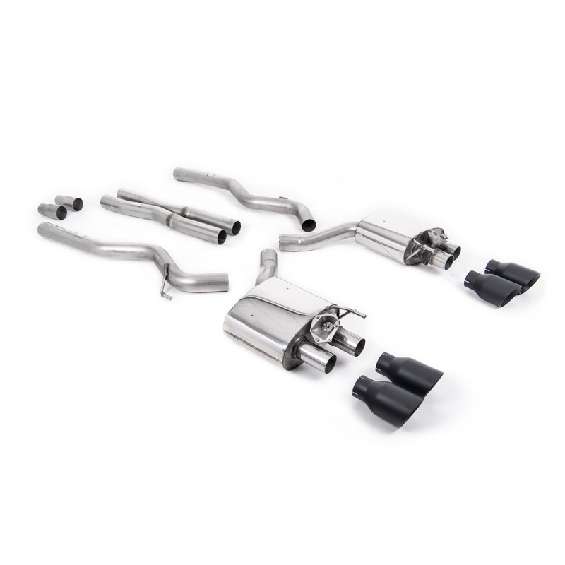 Ford Mustang 5.0 V8 GT (Fastback - Facelift) - Cat-Back Exhaust System with Black Cerakote Trims GT-100 Trims - Cerakote Black