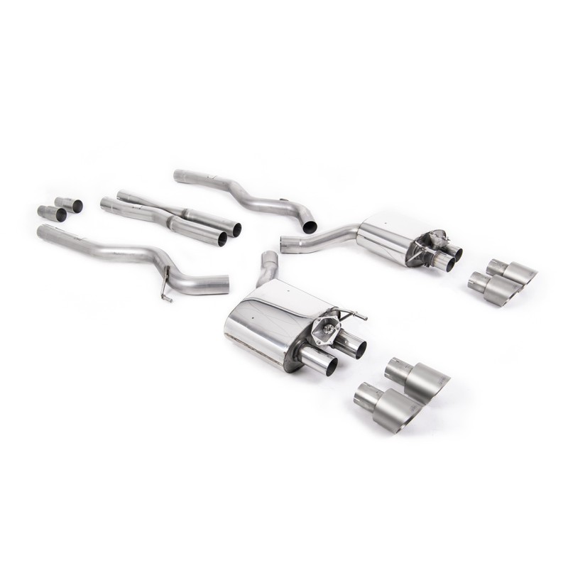 Ford Mustang 5.0 V8 GT (Fastback - Facelift) - Cat-Back Exhaust System with Titanium GT-100 Trims - Brushed Titanium