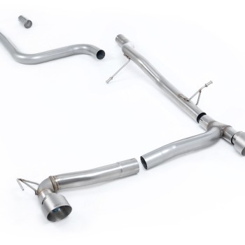 Ford Fiesta MK8 1.0T ST Line (Dual Outlets) - GPF/OPF Back Non-Resonated (Louder) with Brushed Titanium GT-100 Trims (Requires Diffuser) - Brushed Titanium - Exhaust Only