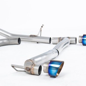 Ford Fiesta MK8 1.0T ST Line (GPF Models) Dual Outlets - Non-Resonated (Louder) GPF/OPF Back with Burnt/Blue Titanium GT-100 Trims (Requires Maxton Diffuser) - Burnt/Blue Titanium - Exhaust Only
