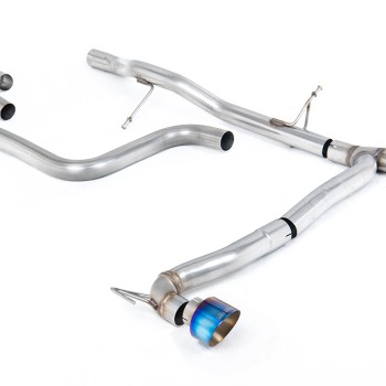 Ford Fiesta MK8 1.0T ST Line (GPF Models) Dual Outlets - Non-Resonated (Louder) GPF/OPF Back with Burnt/Blue Titanium GT-100 Trims (Requires Maxton Diffuser) - Burnt/Blue Titanium - Exhaust Only