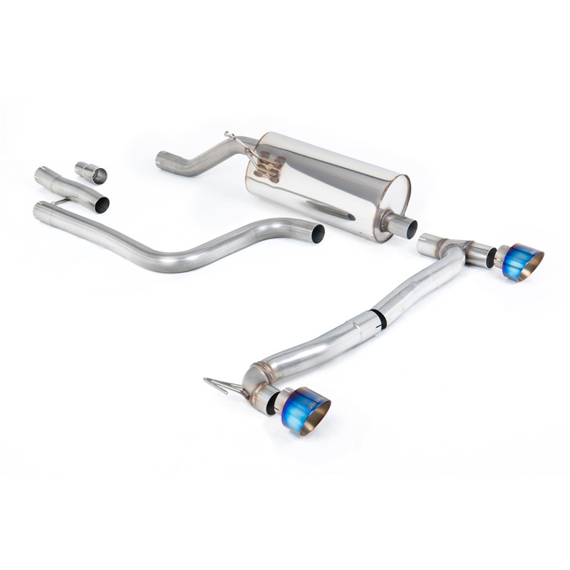 Ford Fiesta MK8 1.0T ST Line (GPF Models) Dual Outlets - Resonated (Quieter) GPF/OPF Back with Burnt/Blue Titanium GT-100 Trims (Requires Maxton Diffuser) - Burnt/Blue Titanium - Out of Stock - Exhaust Only - Out of Stock