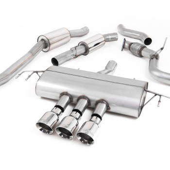 Honda Civic FK8 Type R - Resonated Cat-Back Exhaust System with 3 x Polished GT-100 Trims - Polished
