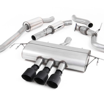 Honda Civic FK8 Type R - Resonated Cat-Back Exhaust System with 3 x Cerakote Black GT-100 Trims - Cerakote Black