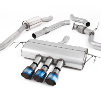 Honda Civic FK8 Type R - Part Resonated Road+ Cat Back Exhaust System with 3 x Burnt Titanium GT-100 Trims - Burnt Titanium