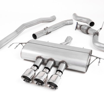 Honda Civic FK8 Type R - Non-Resonated (Louder) Cat-Back Exhaust System with 3 x Polished GT-100 Trims - Polished