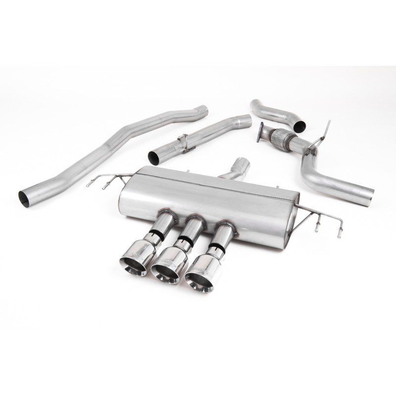 Honda Civic FK8 Type R - Non-Resonated (Louder) Cat-Back Exhaust System with 3 x Polished GT-100 Trims - Polished