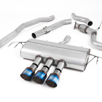 Honda Civic FK8 Type R - Non-Resonated (Louder) Cat-Back Exhaust System with 3 x Burnt Titanium GT-100 Trims - Carbon Fibre