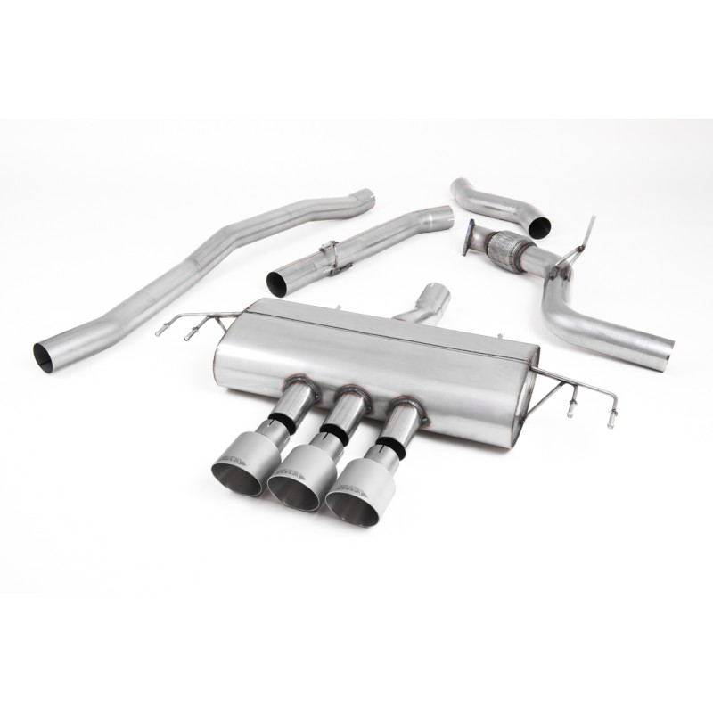 Honda Civic FK8 Type R - Non-Resonated (Louder) Cat-Back Exhaust System with 3 x Titanium GT-100 Trims - Brushed Titanium