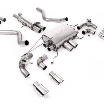 Land Rover Defender 90 5.0 V8 (GPF Models) - Resonated (Quieter) GPF/OPF Back Valved System with Quad GT-90 Polished Trims - Polished