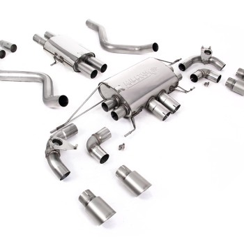 Land Rover Defender 90 5.0 V8 (GPF Models) - Resonated (Quieter) GPF/OPF Back Valved System with Quad GT-90 Brushed Titanium Trims - Brushed Titanium