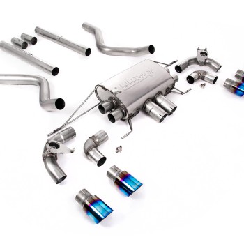 Land Rover Defender 90 5.0 V8 (GPF Models) - Non Resonated (Louder) GPF/OPF Back Valved System with Quad GT-90 Burnt Titanium Trims - Burnt/Blue Titanium