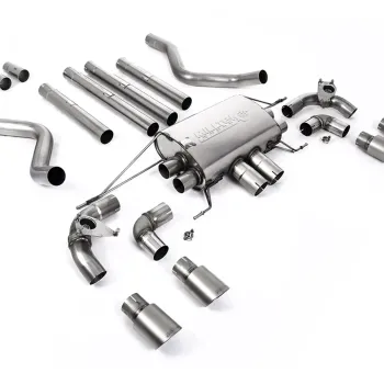 Land Rover Defender 110 5.0 V8 (GPF Models) - Non Resonated (Louder) GPF/OPF Back Valved System with Quad GT-90 Brushed Titanium Trims - Brushed Titanium
