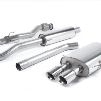 Mini Cooper S R56/R58 - Resonated (Quieter) Cat-Back Exhaust System with Twin Round Tailpipes - John Cooper Works Body Kit