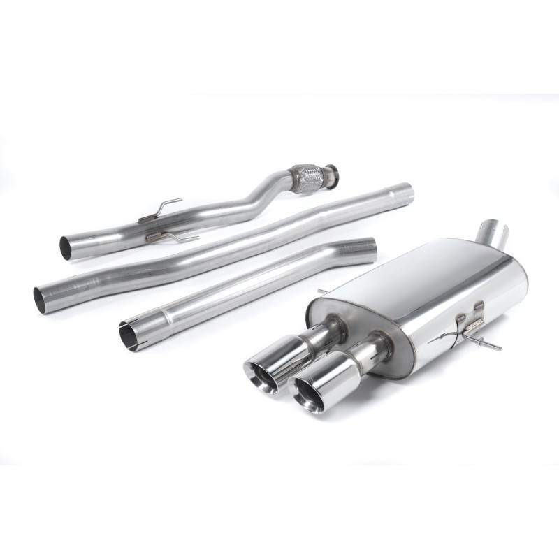 Mini Cooper S R56/R58 - Non-Resonated (Louder) Cat-Back Exhaust System with Twin Round Tailpipes - John Cooper Works Body Kit