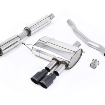Mini Cooper S F56 - Resonated (Quieter) Cat-Back Exhaust System with Cerakote Black Tips - Cerakote Black