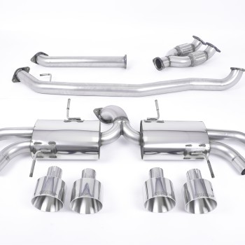Nissan GT-R R35 - Non-Resonated Primary Cat-Back Exhaust System with Quad Polished Trims - Polished
