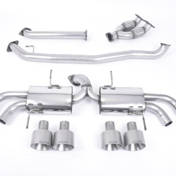 Nissan GT-R R35 - Non-Resonated Primary Cat-Back Exhaust System with Quad Brushed Titanium Trims - Brushed Titanium