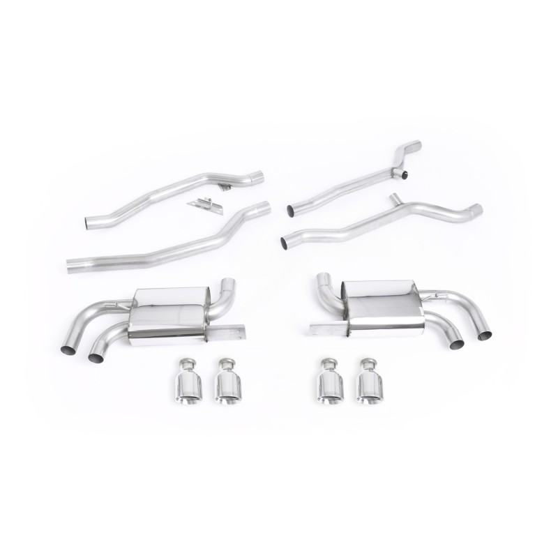 Porsche Cayenne 958 Turbo V8 (Pre-Facelift) - Non-Resonated (Louder) Cat-Back Exhaust System with Polished Cup Style Trims - Polished