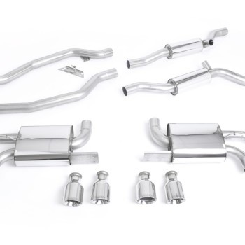 Porsche Cayenne 958 Turbo V8 (Pre-Facelift) - Resonated (Quieter) Cat-Back Exhaust System with Cup Style Polished Trims