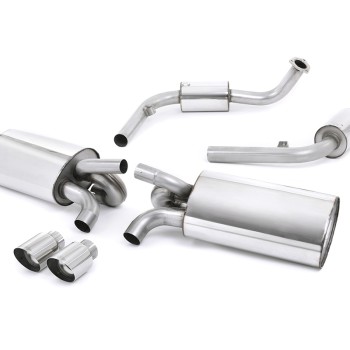 Porsche 987 S 3.4 Boxter/Cayman (Gen 2) - Resonated (Quieter) Cat-Back Exhaust System with Polished Trims - Polished
