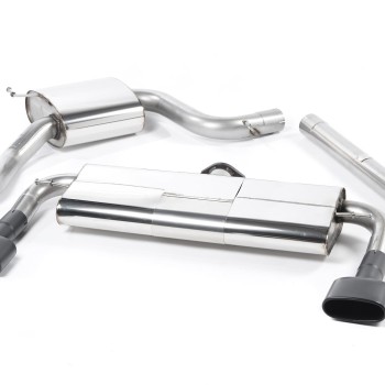 Seat Leon Cupra 280/290 (Non GPF Models) - Resonated (Quieter) Cat-Back Exhaust System with Front Silencer Delete & Black Oval Tips - Cerakote Black - Oval (Jet)