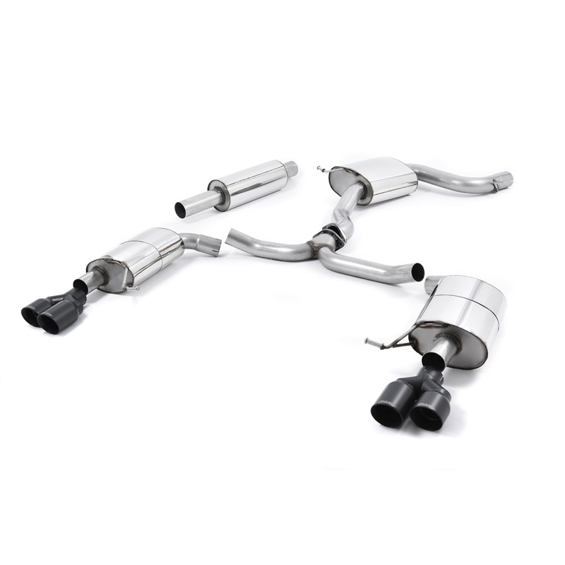 Seat Leon ST Cupra 280/290 2.0 TSI (Non GPF Models) - Resonated (Quieter) Cat-Back Exhaust System with Quad Round Cerakote Black Tips - Cerakote Black - GT