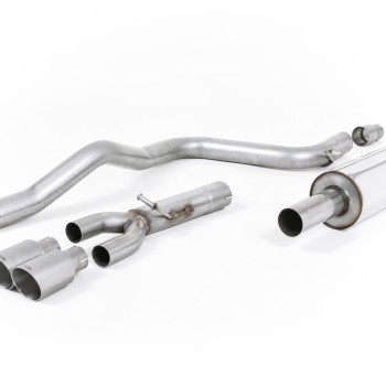 Seat Leon FR 2.0 TDI 150 - Resonated (Quieter) Cat-Back Exhaust System with Brushed Titanuim Tips - Brushed Titanium