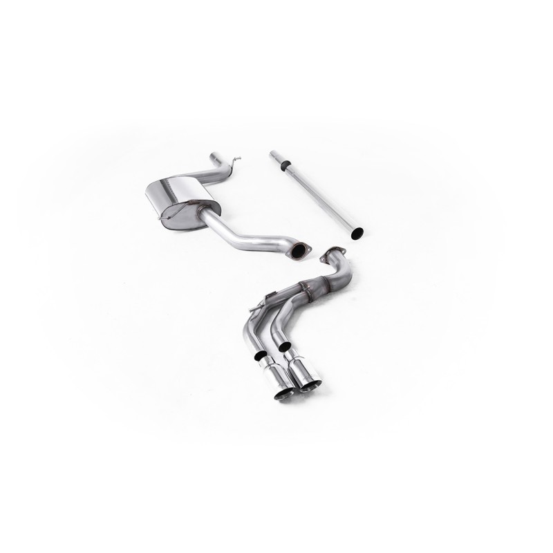 Seat Leon FR 1.8 TSI & VW Golf MK7.5 1.5TSI - Non-Resonated (Louder) Cat-Back Exhaust System with Polished GT-80 Trims (GTD Style) - Polished