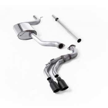 Seat Leon FR 1.8 TSI & VW Golf MK7.5 1.5TSI - Non-Resonated (Louder) Cat-Back Exhaust System with Cerakote Black GT-80 Trims (GTD Style) - Cerakote Black