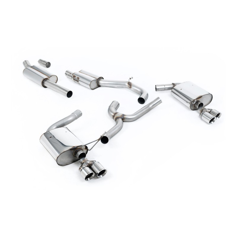 Seat Leon ST Cupra 300 (Non GPF Models) - Resonated (Quieter) Cat-Back Exhaust System with Polished Quad GT Round Tips - Polished - GT