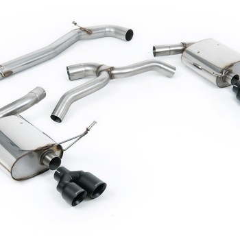 Seat Leon Cupra MK4 ST 310 & ST Cupra 300 - Non Resonated (Louder) Cat-Back Exhaust System with Cerakote Black Quad GT-80 Trims - Cerakote Black - GT