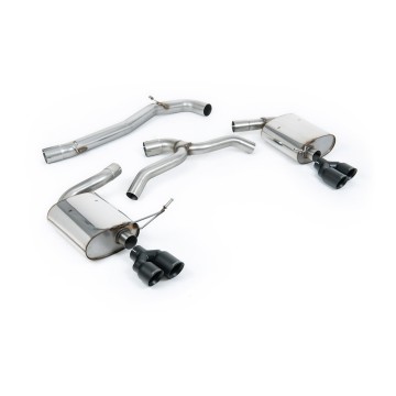 Seat Leon Cupra MK4 ST 310 & ST Cupra 300 - Non Resonated (Louder) Cat-Back Exhaust System with Cerakote Black Quad GT-80 Trims - Cerakote Black - GT