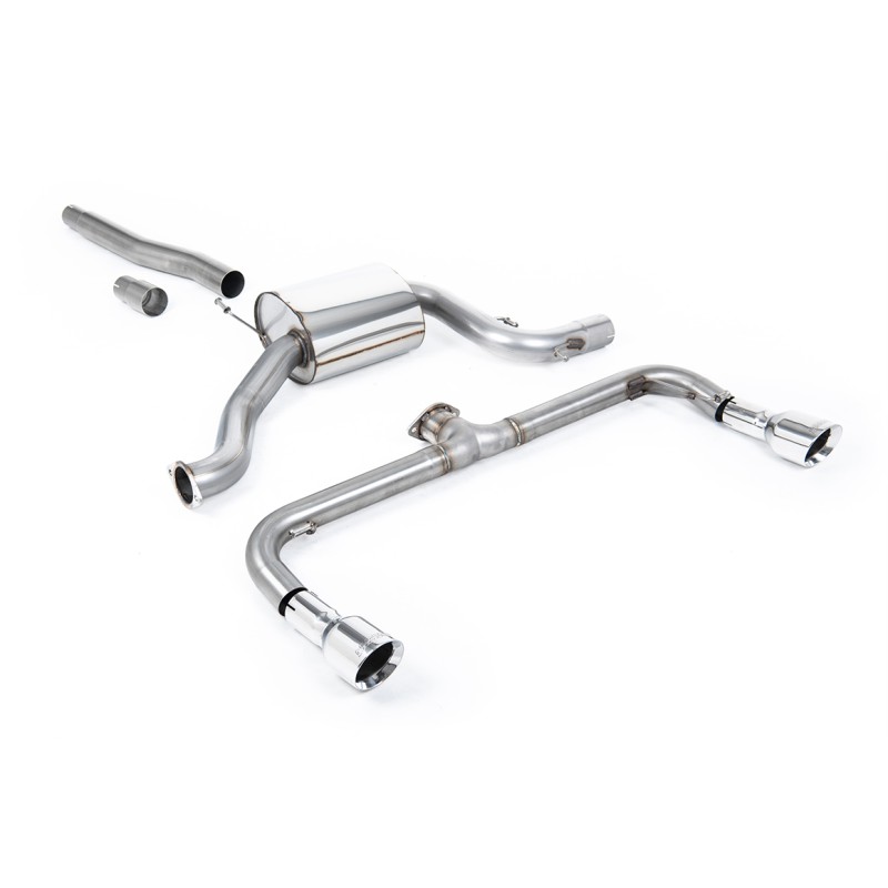 VW Scirocco GT 2.0 TSI 200ps - Non-Resonated (Louder) Cat-Back Exhaust System with Polished GT100 Tips (For Scirocco R Valance) - Polished - GT