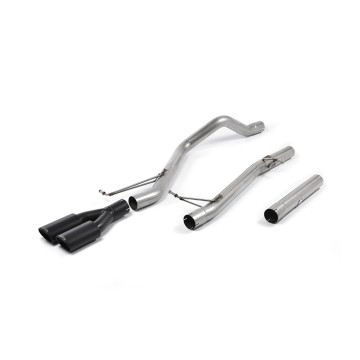VW T5/T6 LWB - Non-Resonated (Louder) DPF-Back Exhaust System with Twin Black Oval Outlets - Cerakote Black Oval