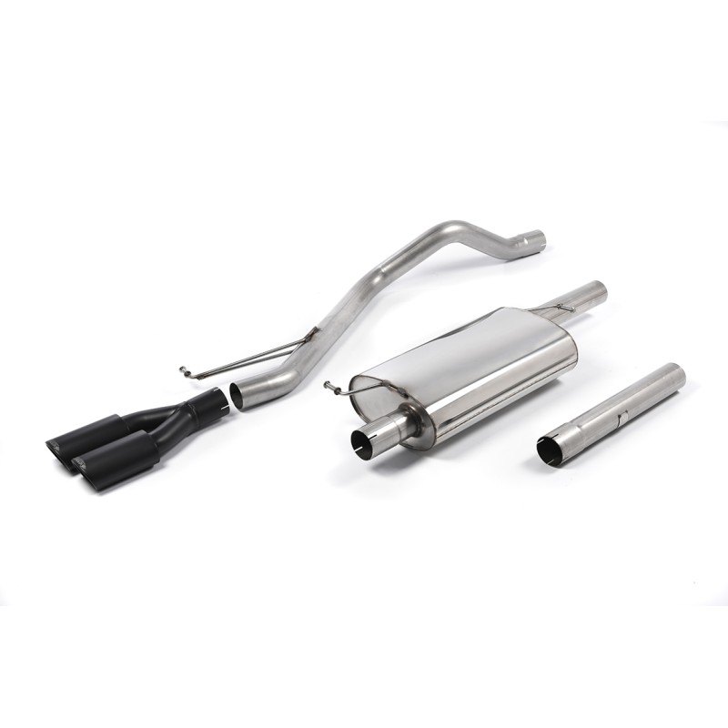 VW T5/T6 LWB - Resonated (Quieter) DPF-Back Exhaust System Twin Black Oval Outlets - Cerakote Black Oval