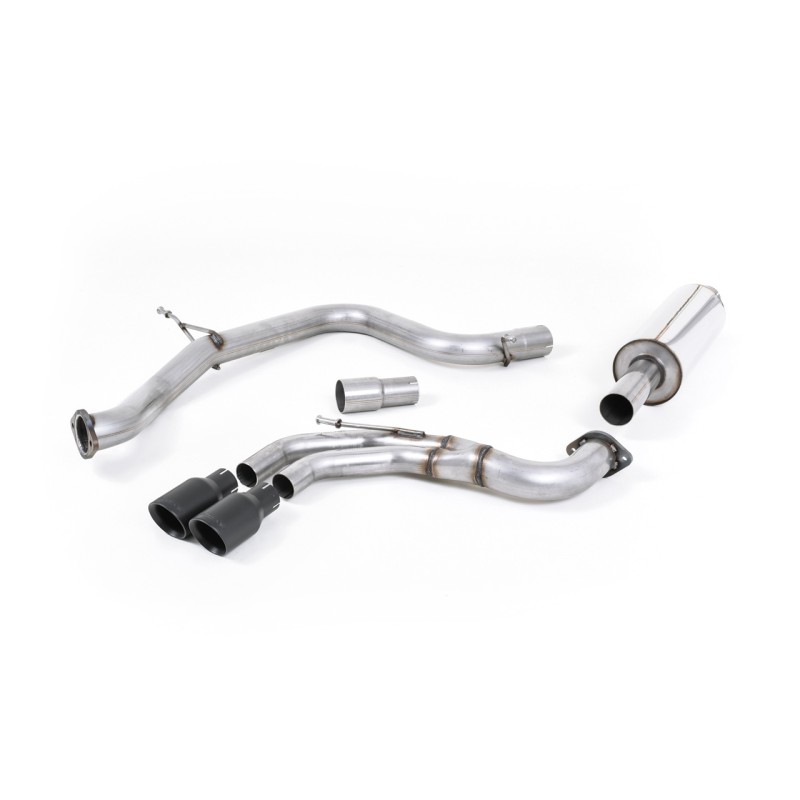 VW Golf GTI Mk7 - Resonated (Quieter) Cat-Back Exhaust System with Cerakote Black Tips - Cerakote Black
