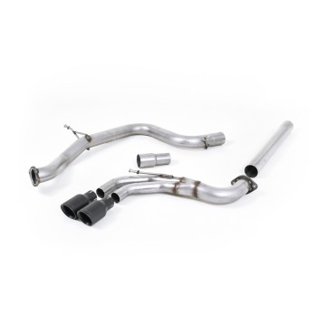 VW Golf GTD Mk7 - Non-Resonated (Louder) Cat-Back Exhaust System with Cerakote Black Tips - Cerakote Black