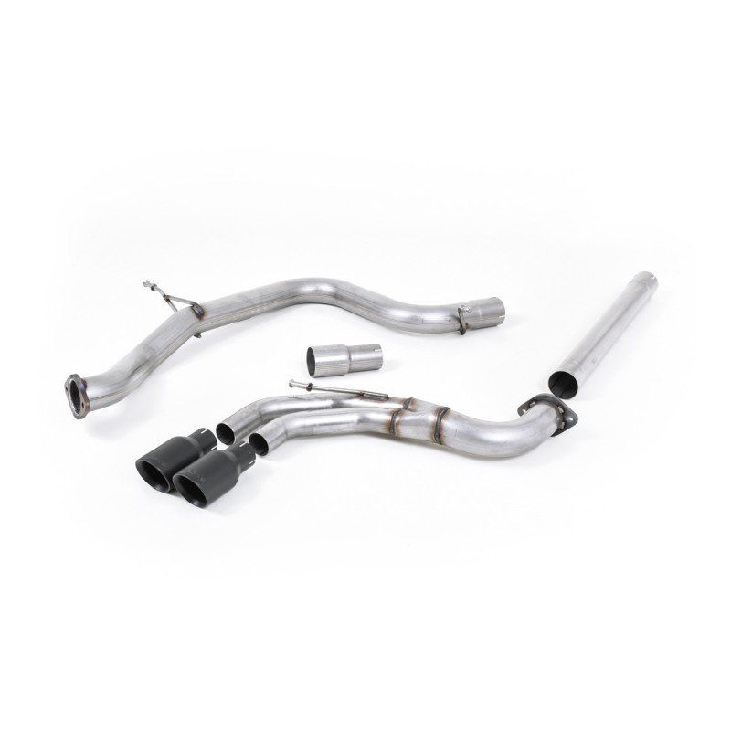 VW Golf GTD Mk7 - Non-Resonated (Louder) Cat-Back Exhaust System with Cerakote Black Tips - Cerakote Black