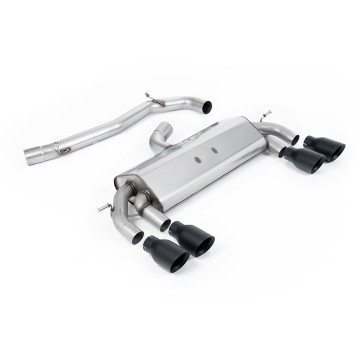 VW Golf R MK7 2.0 TSI (76.2mm systems) - Non-Resonated RACE (Quieter) Cat-Back Exhaust System with Cerakote Black GT-100 Round Trims - Cerakote Black