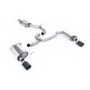 VW Golf 2.0TFSI Mk7 - Resonated (Quieter) Cat-Back Exhaust System with Carbon Jet-100 Trims - Carbon Fibre