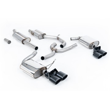 VW Golf R Mk7.5 Estate - Resonated (Quieter) Cat-Back Exhaust System with Black Quad Oval Tips - Cerakote Black