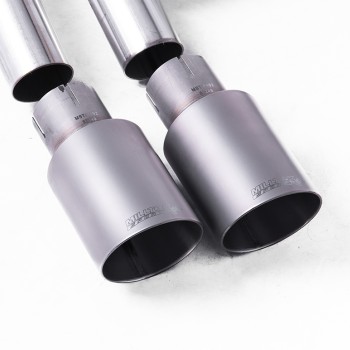 Seat Leon FR 1.8 TSI & VW Golf MK7.5 1.5TSI - Non-Resonated (Louder) Cat-Back Exhaust System with Titanium Trims (GTD Style) - Brushed Titanium