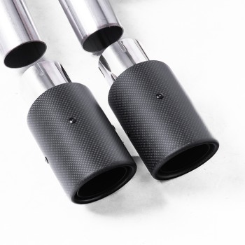 Seat Leon FR 1.8 TSI & VW Golf MK7.5 1.5TSI - Non-Resonated (Louder) Cat-Back Exhaust System with Carbon Trims (GTD Style) - Carbon Fibre