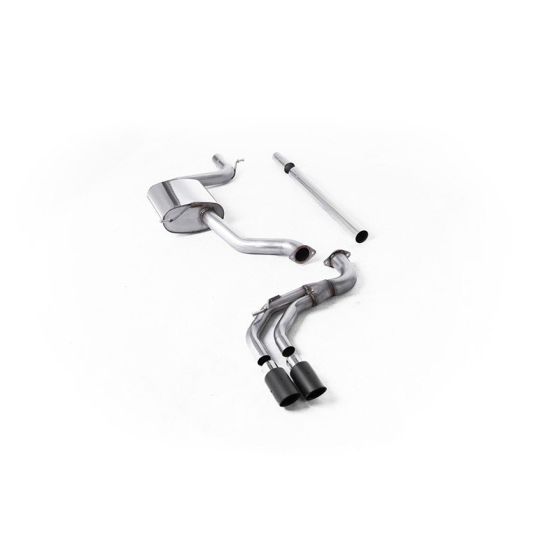 Seat Leon FR 1.8 TSI & VW Golf MK7.5 1.5TSI - Non-Resonated (Louder) Cat-Back Exhaust System with Carbon Trims (GTD Style) - Carbon Fibre