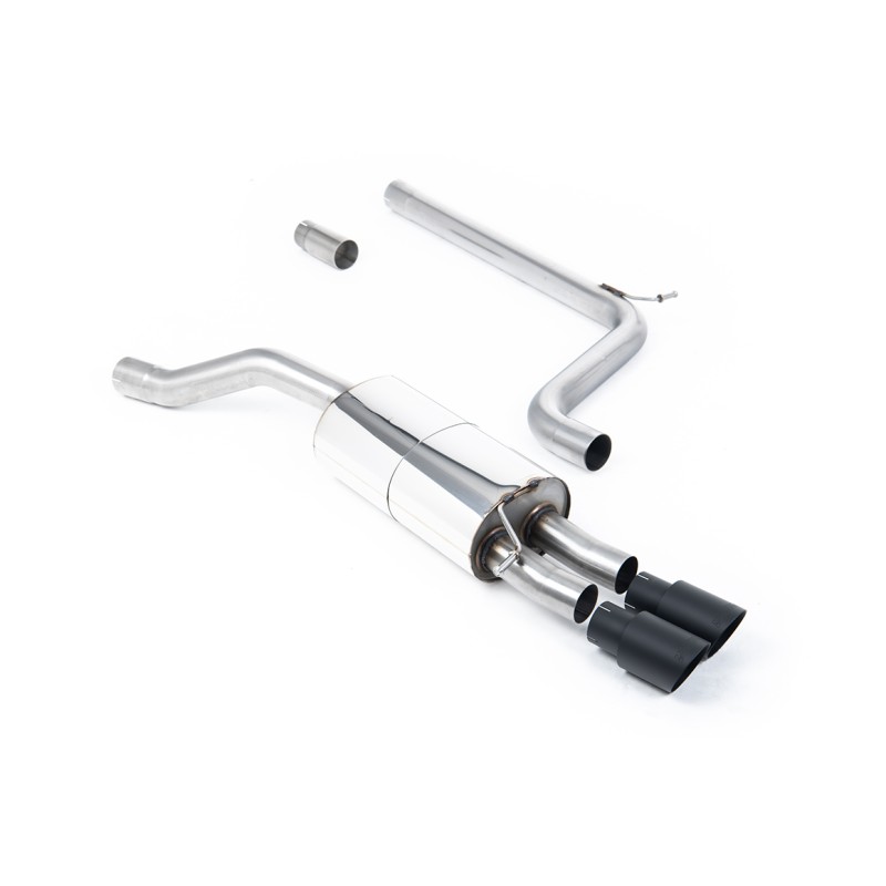 VW Polo GTI 2.0 TSI (AW - 5 Door/Non GPF Models) - Non-Resonated (Louder) Cat-Back Exhaust System with Cerakote Black GT-90 Trims - Cerakote Black