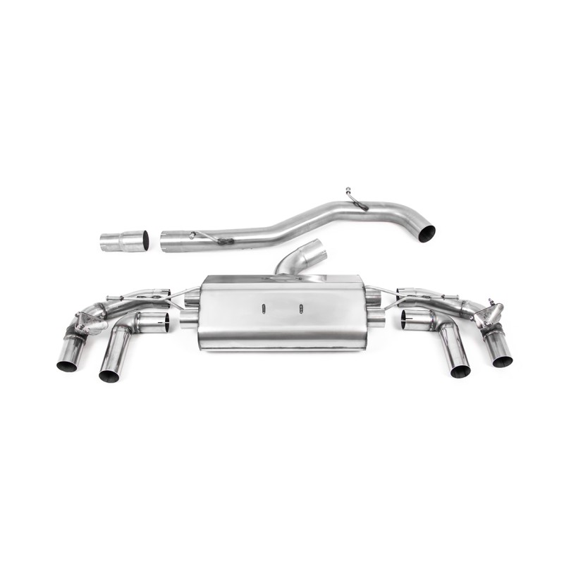 Volkswagen Golf Mk8 R 2.0 TSI 320PS (GPF Equipped Models Only) 2021 2023 Particulate Filter-back 80mm / 3.15 inch System - Non-Res (Louder) with Polished GT-115 Trims